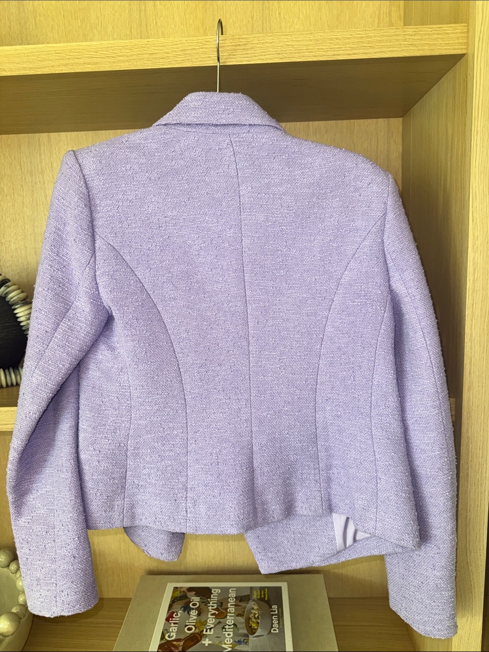 L'AGENCE Lilac Double-Breasted Tweed Blazer - Picture 3 of 8